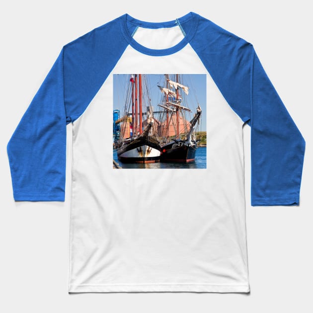 Tall Ships on the River Blyth Baseball T-Shirt by Violaman